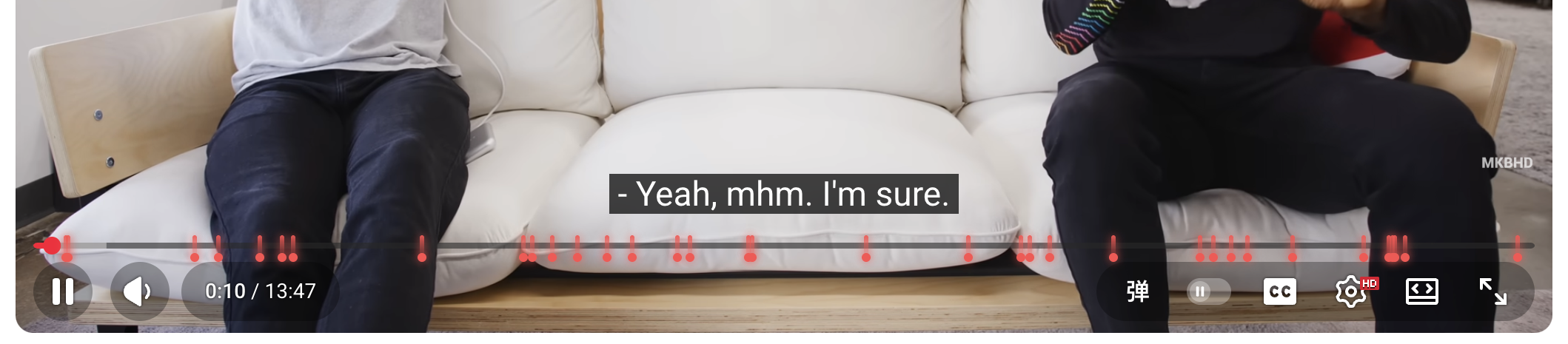 播放器显示弹幕指示和按钮